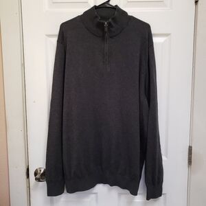 Foundry Supply Co Gray Cotton Pullover Quarter Zip Mock Neck Sweater
